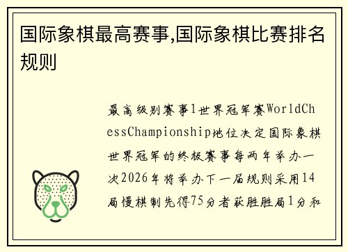 国际象棋最高赛事,国际象棋比赛排名规则